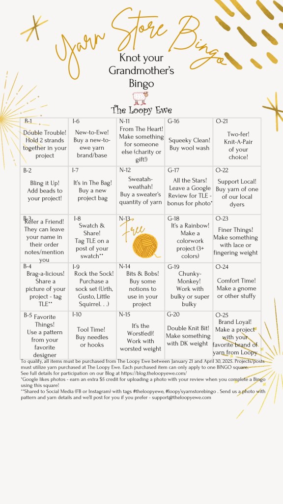 Loopy's Yarn Store Bingo Card is ready to be played!